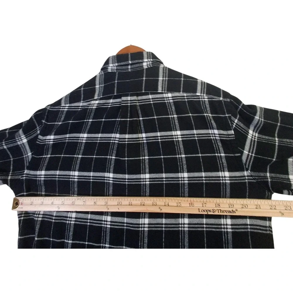 Polo Ralph Lauren Shirt Mens Medium Black Plaid Flannel Button Front Long Sleeve